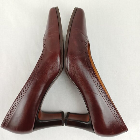 Vintage 90s Etienne Aigner Oxblood Leather Pumps, Sz 6.5, Minimalist - Picture 5 of 8